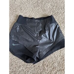 Nike Women's Running Shorts Black High Waist Layered Athletic Small
